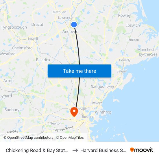 Chickering Road & Bay State Road to Harvard Business School map