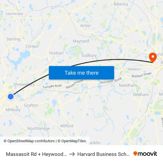 Massasoit Rd + Heywood St to Harvard Business School map