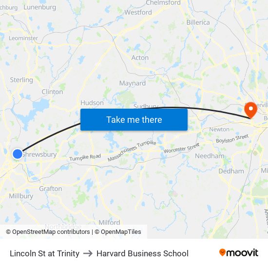 Lincoln St at Trinity to Harvard Business School map