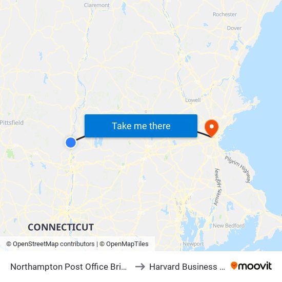 Northampton Post Office Bridge Street to Harvard Business School map