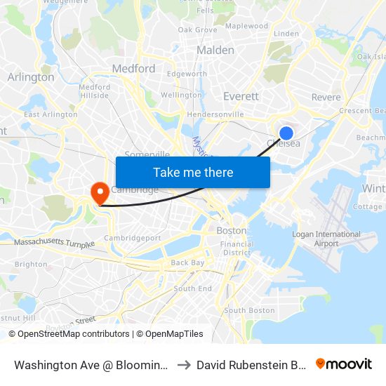 Washington Ave @ Bloomingdale St to David Rubenstein Building map