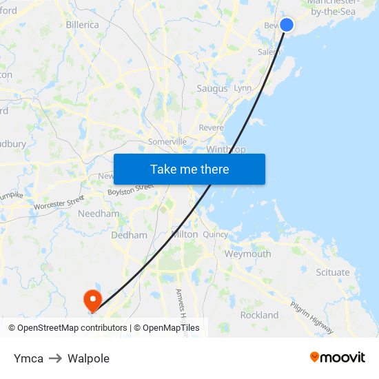 Ymca to Walpole map