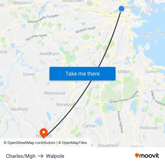 Charles/Mgh to Walpole map