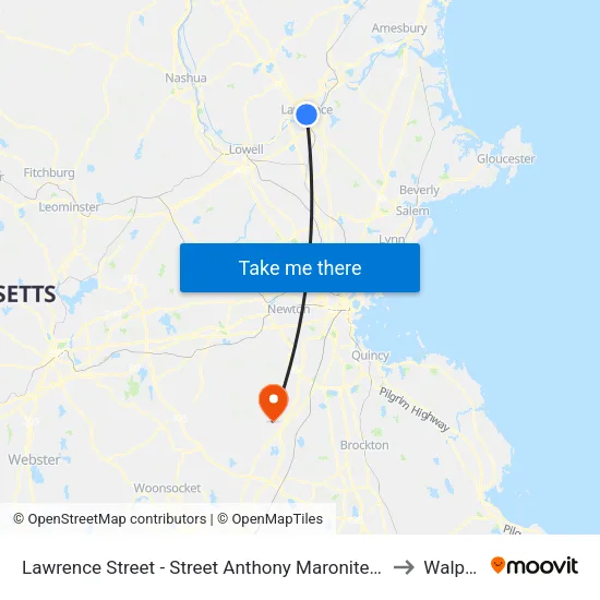 Lawrence Street - Street Anthony Maronite Church to Walpole map