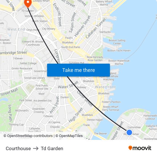 Courthouse to Td Garden map