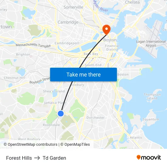 Forest Hills to Td Garden map