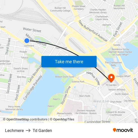 Lechmere to Td Garden map
