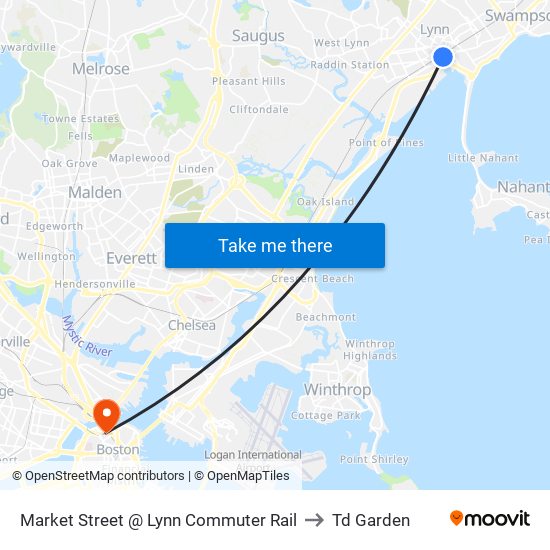 Market Street @ Lynn Commuter Rail to Td Garden map