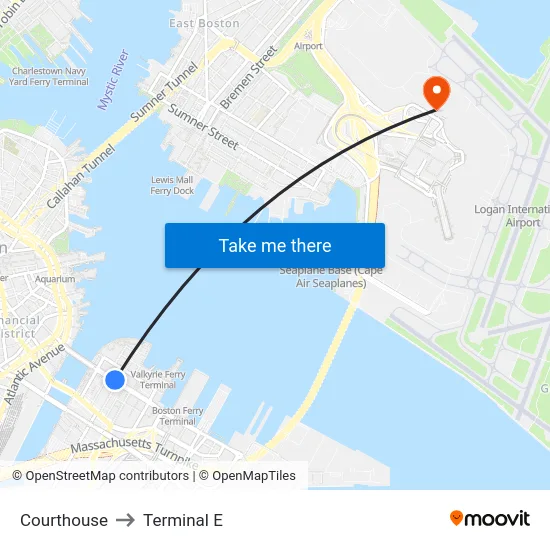 Courthouse to Terminal E map
