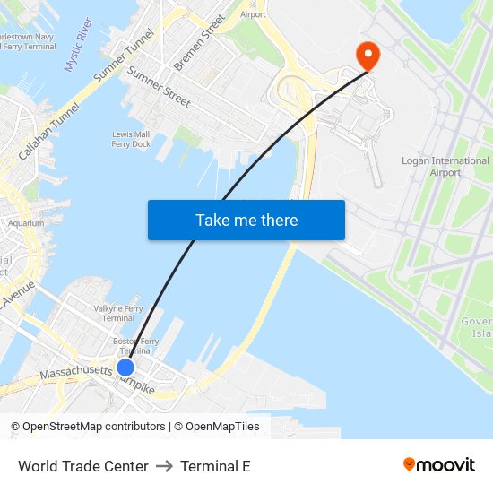 World Trade Center to Terminal E map