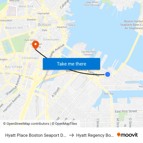 Hyatt Place Boston Seaport District to Hyatt Regency Boston map