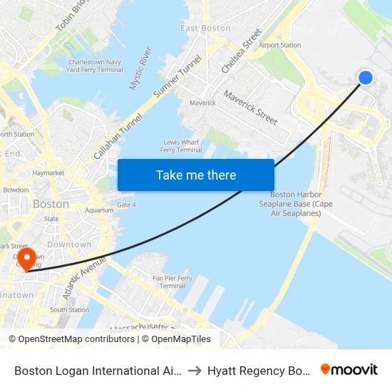 Boston Logan International Airport to Hyatt Regency Boston map