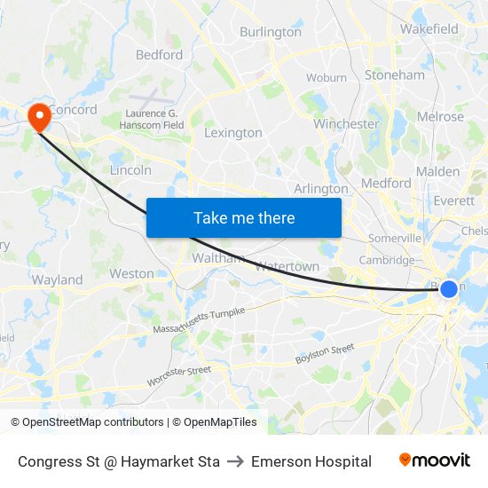 Congress St @ Haymarket Sta to Emerson Hospital map