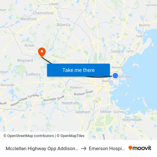 Mcclellan Highway Opp Addison St to Emerson Hospital map