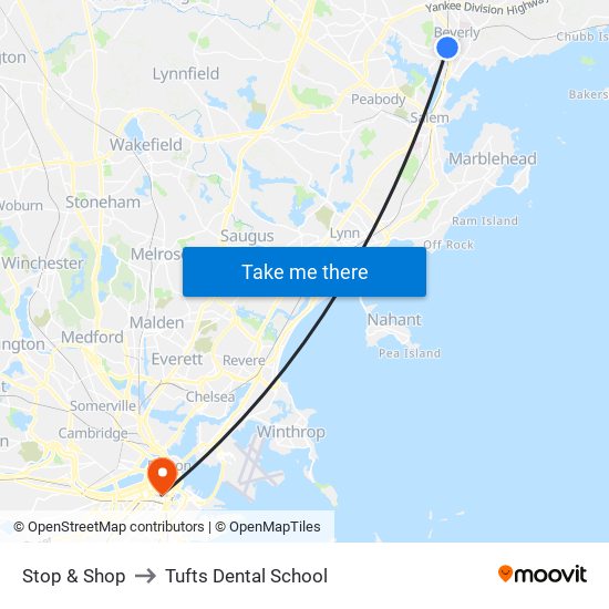 Stop & Shop to Tufts Dental School map