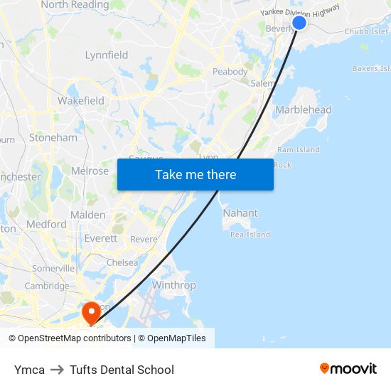 Ymca to Tufts Dental School map