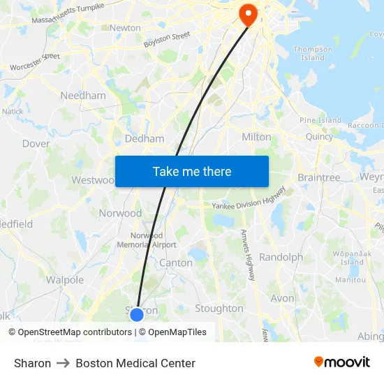 Sharon to Boston Medical Center map