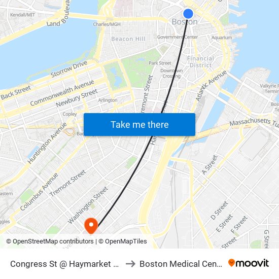 Congress St @ Haymarket Sta to Boston Medical Center map