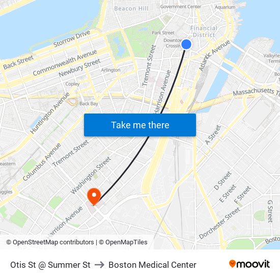 Otis St @ Summer St to Boston Medical Center map