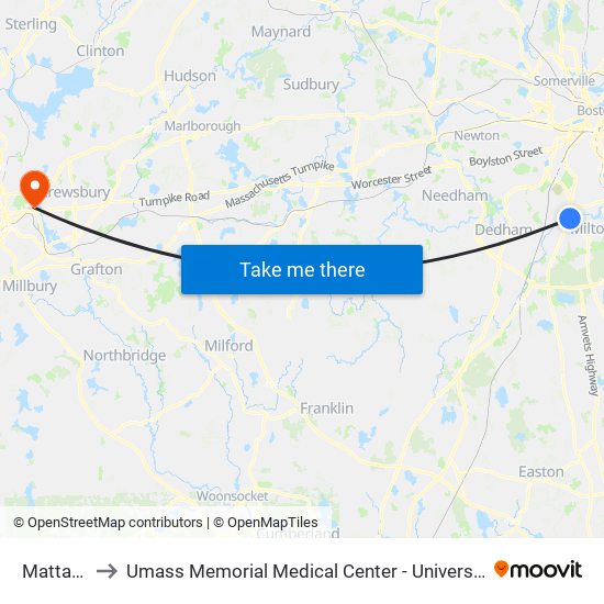 Mattapan to Umass Memorial Medical Center - University Campus map