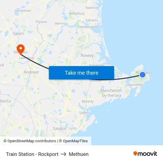 Train Station - Rockport to Methuen map