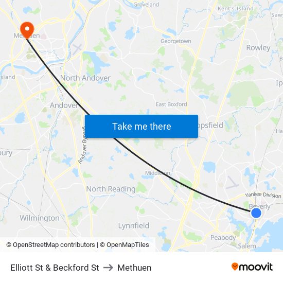 Elliott St & Beckford St to Methuen map