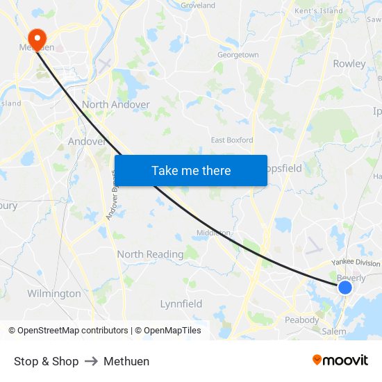Stop & Shop to Methuen map