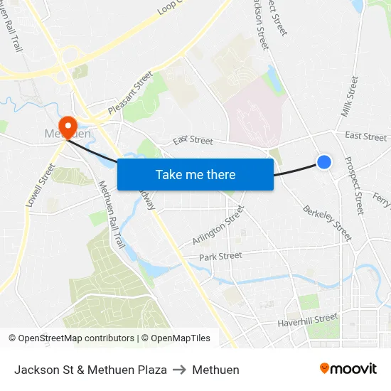 Jackson St & Methuen Plaza to Methuen map