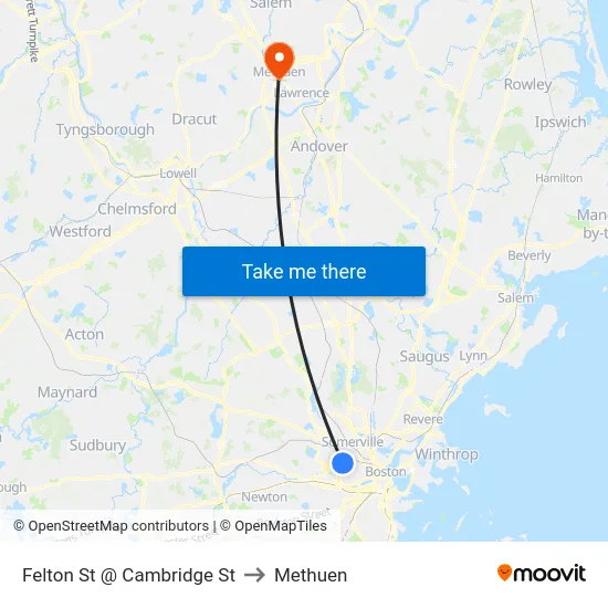 Felton St @ Cambridge St to Methuen map