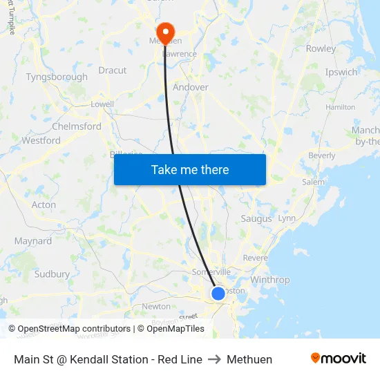 Main St @ Kendall Station - Red Line to Methuen map