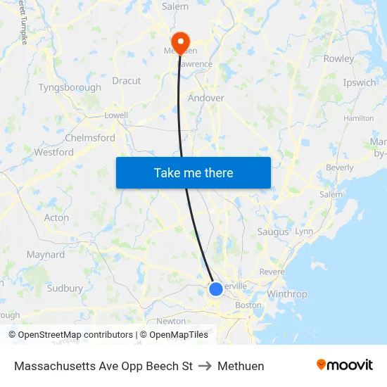 Massachusetts Ave Opp Beech St to Methuen map