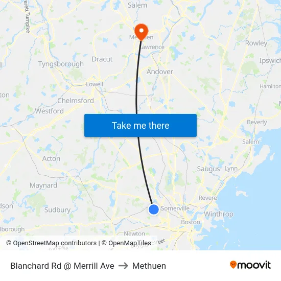 Blanchard Rd @ Merrill Ave to Methuen map