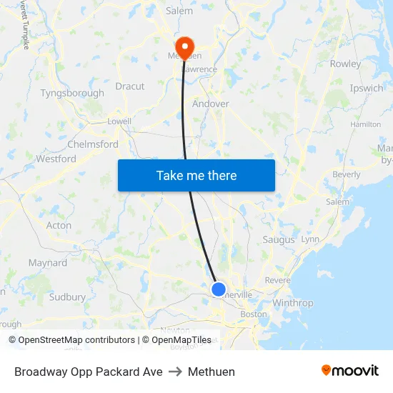 Broadway Opp Packard Ave to Methuen map