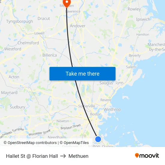 Hallet St @ Florian Hall to Methuen map