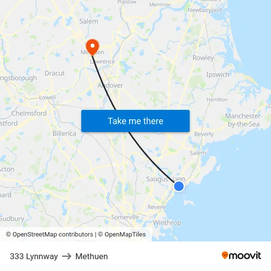 333 Lynnway to Methuen map