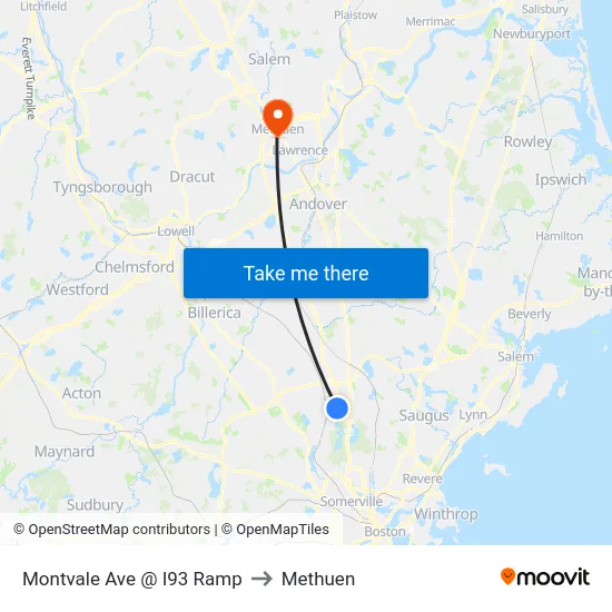 Montvale Ave @ I93 Ramp to Methuen map