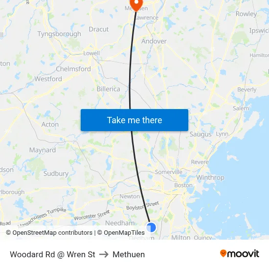 Woodard Rd @ Wren St to Methuen map
