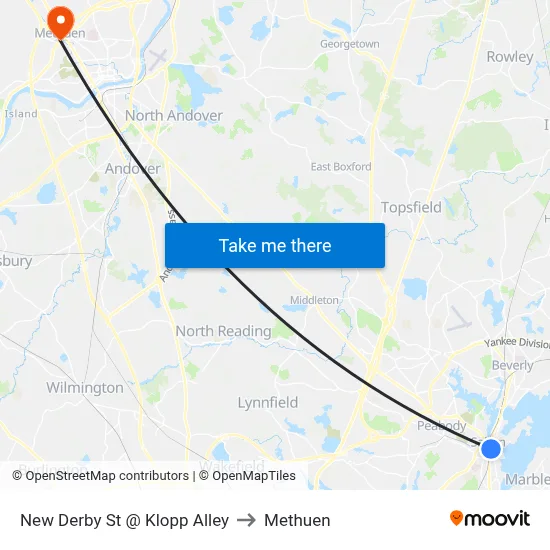 New Derby St @ Klopp Alley to Methuen map