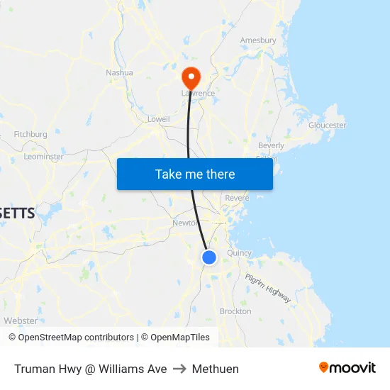 Truman Hwy @ Williams Ave to Methuen map