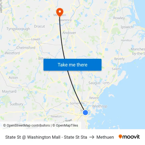 State St @ Washington Mall - State St Sta to Methuen map