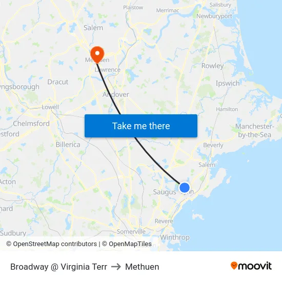 Broadway @ Virginia Terr to Methuen map