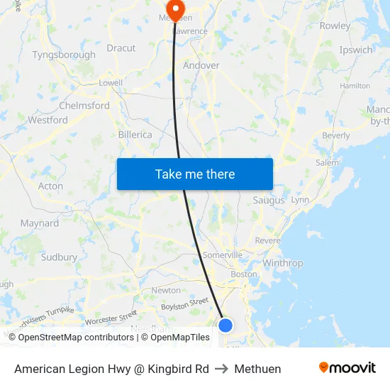 American Legion Hwy @ Kingbird Rd to Methuen map