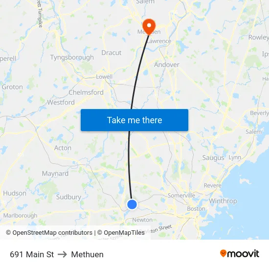 691 Main St to Methuen map