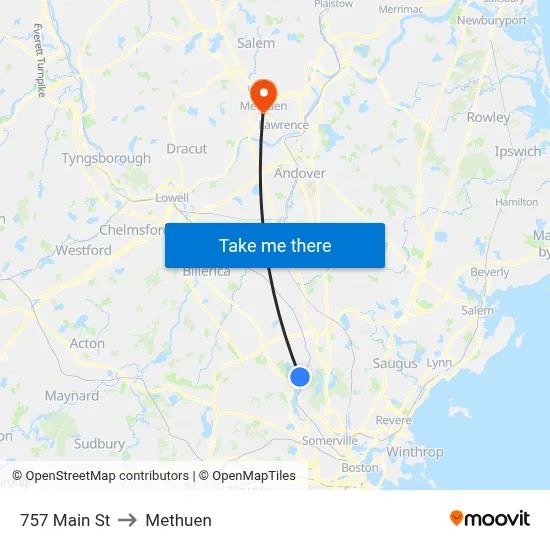 757 Main St to Methuen map