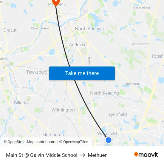 Main St @ Galvin Middle School to Methuen map
