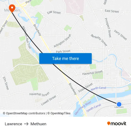 Lawrence to Methuen map