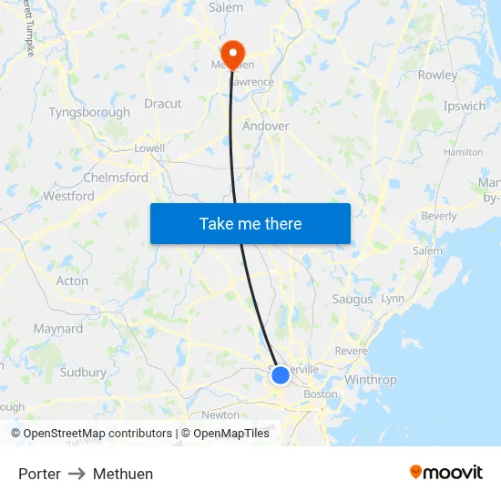 Porter to Methuen map