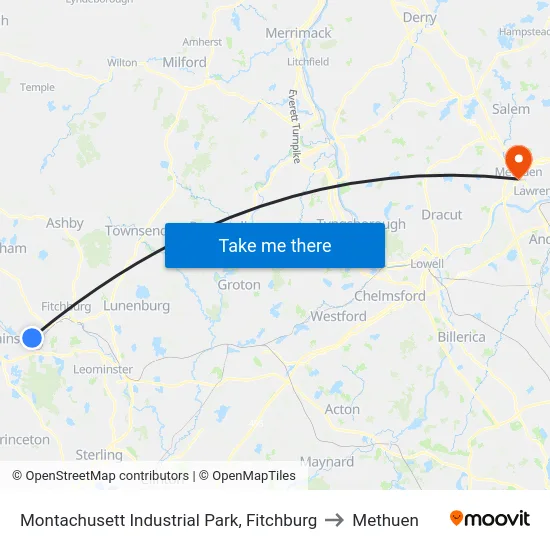 Montachusett Industrial Park, Fitchburg to Methuen map
