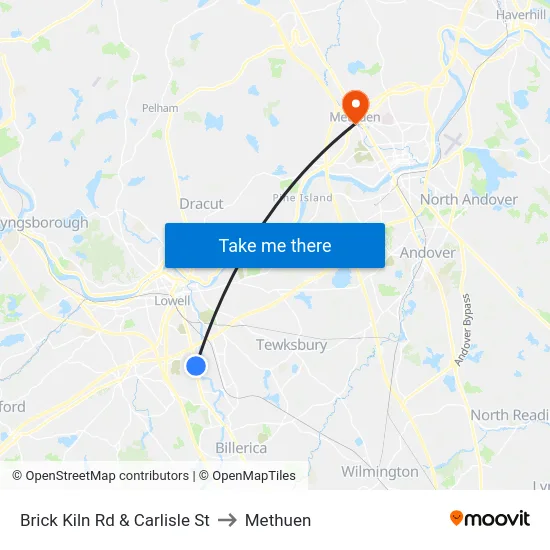 Brick Kiln Rd & Carlisle St to Methuen map