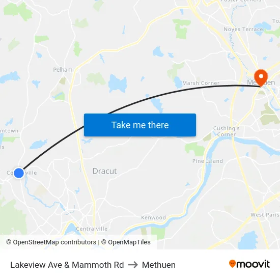 Lakeview Ave & Mammoth Rd to Methuen map